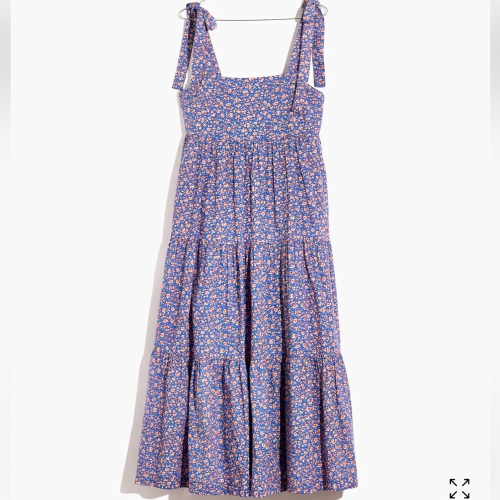 Madewell Tie-Strap Tiered Midi Dress in Summer Vines